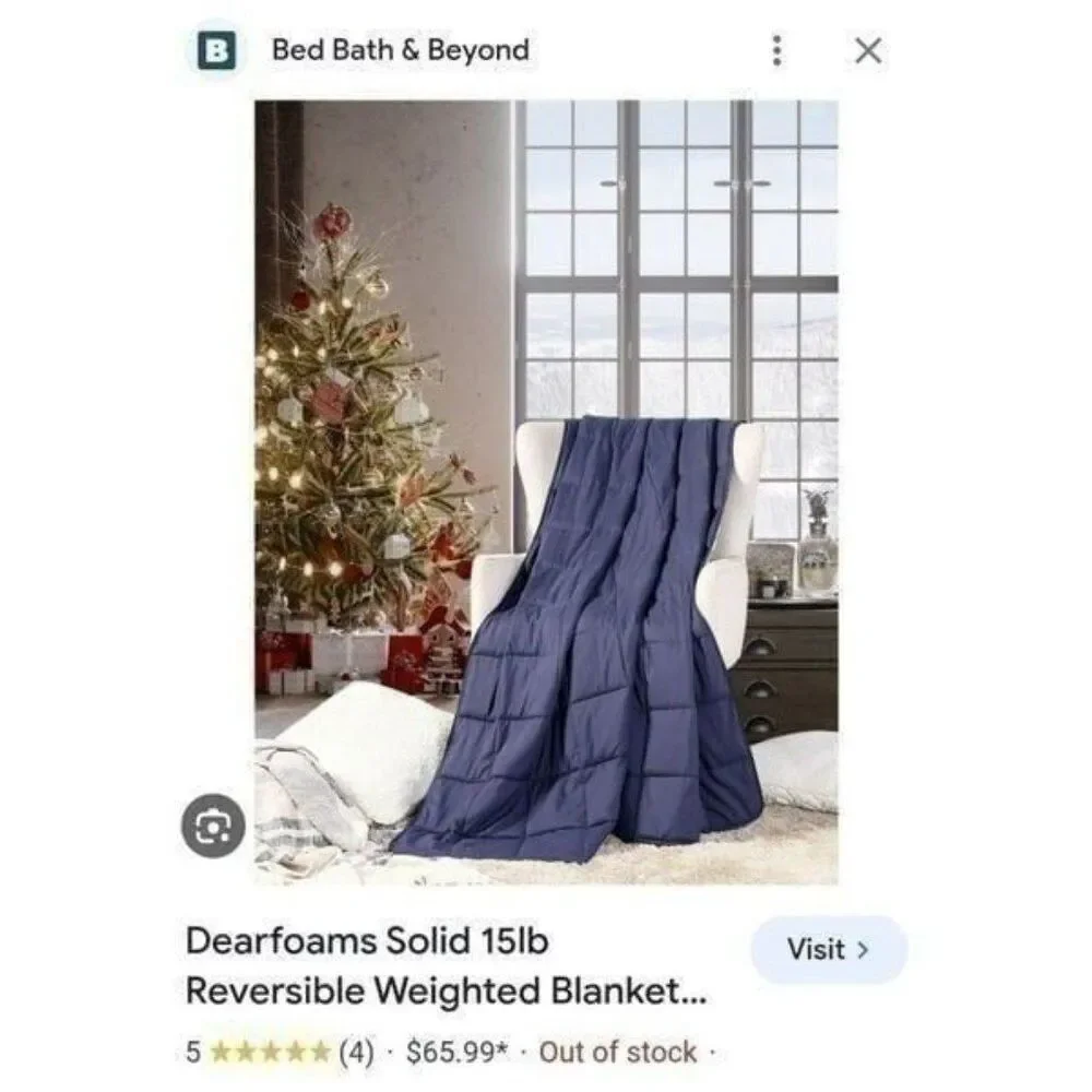 Dearfoams Solid 15lb Weighted Blanket 60